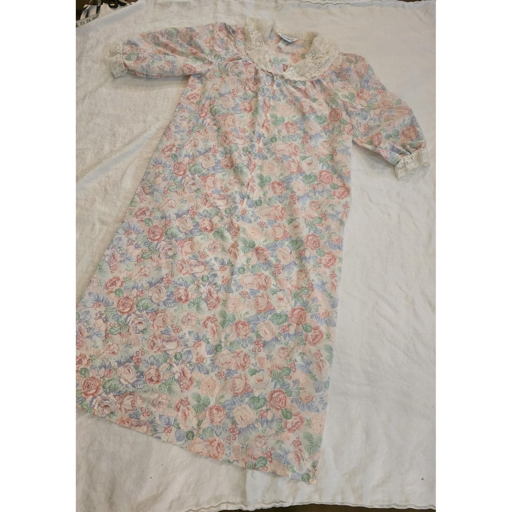 Vintage‎ Sears Apostrophe Long Robe/Duster Women's Med (12-14) Floral Zip Front